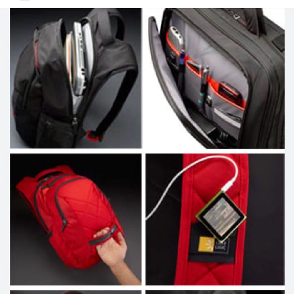 New Case Logic Red 16" Laptop Backpack bag NWOT - Picture 4 of 8